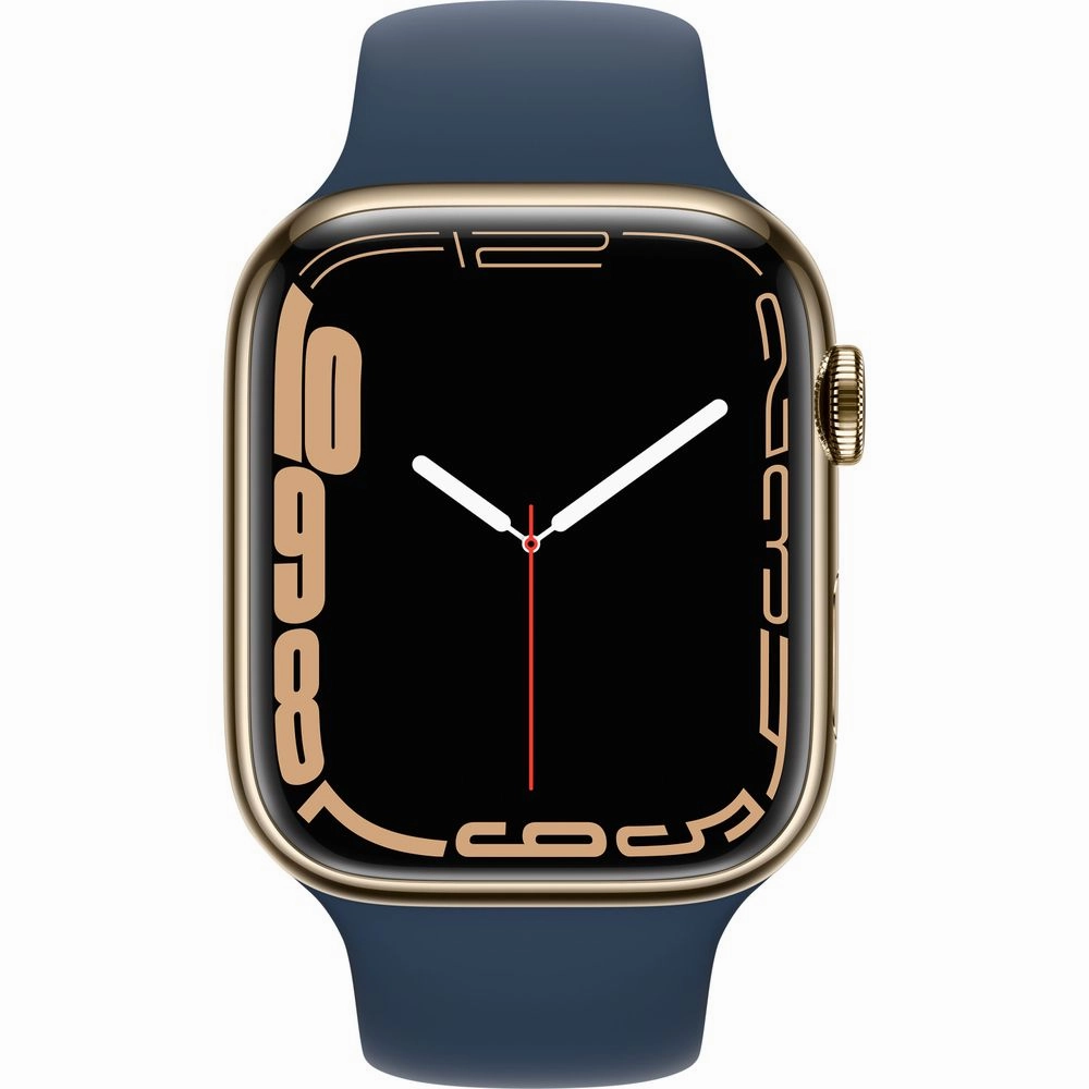 Apple Watch Gen 7 Series 7 Cell 45mm Gold Stainless Steel - Abyss Blue Sport Band MN9L3LL/A