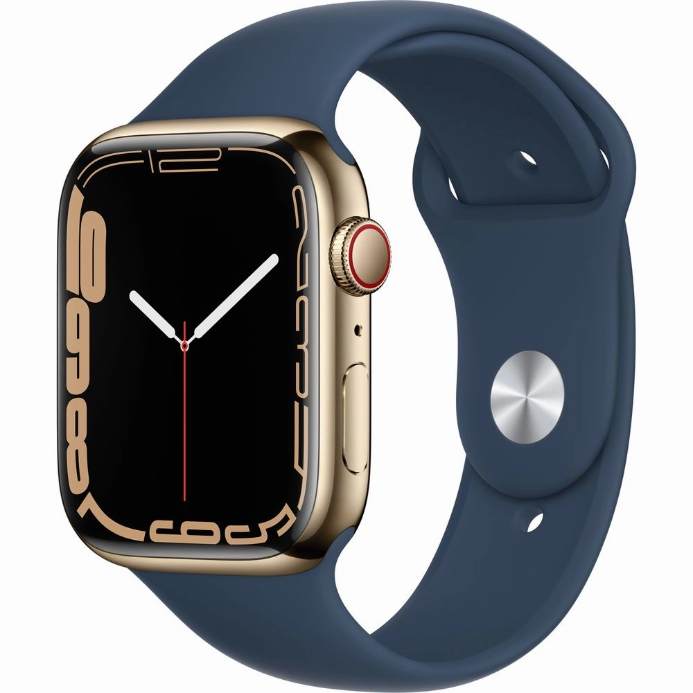Apple Watch Gen 7 Series 7 Cell 45mm Gold Stainless Steel - Abyss Blue Sport Band MN9L3LL/A