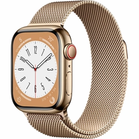 Apple Watch Gen 8 Series 8 Cell 41mm Gold Stainless Steel - Gold Milanese Loop MNJE3LL/A