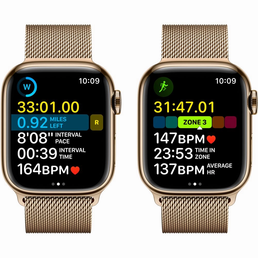 Apple Watch Gen 8 Series 8 Cell 41mm Gold Stainless Steel - Gold Milanese Loop MNJE3LL/A