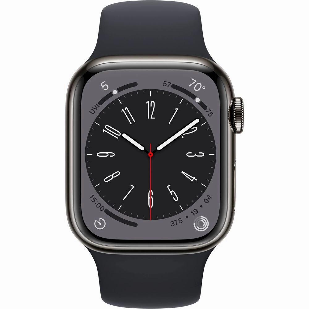 Apple Watch Gen 8 Series 8 Cell 41mm Graphite Stainless Steel - Midnight Sport Band MNVG3LL/A