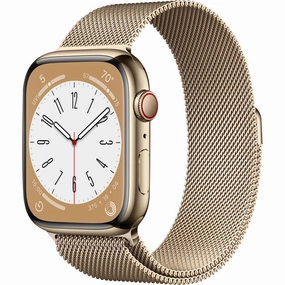 Apple Watch Gen 8 Series 8 Cell 45mm Gold Stainless Steel - Gold Milanese Loop MNKP3LL/A