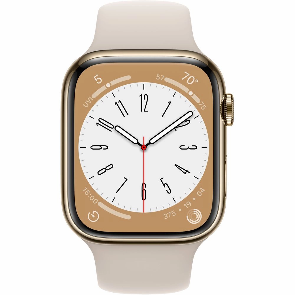 Apple Watch Gen 8 Series 8 Cell 45mm Gold Stainless Steel - Starlight Sport Band MNVX3LL/A
