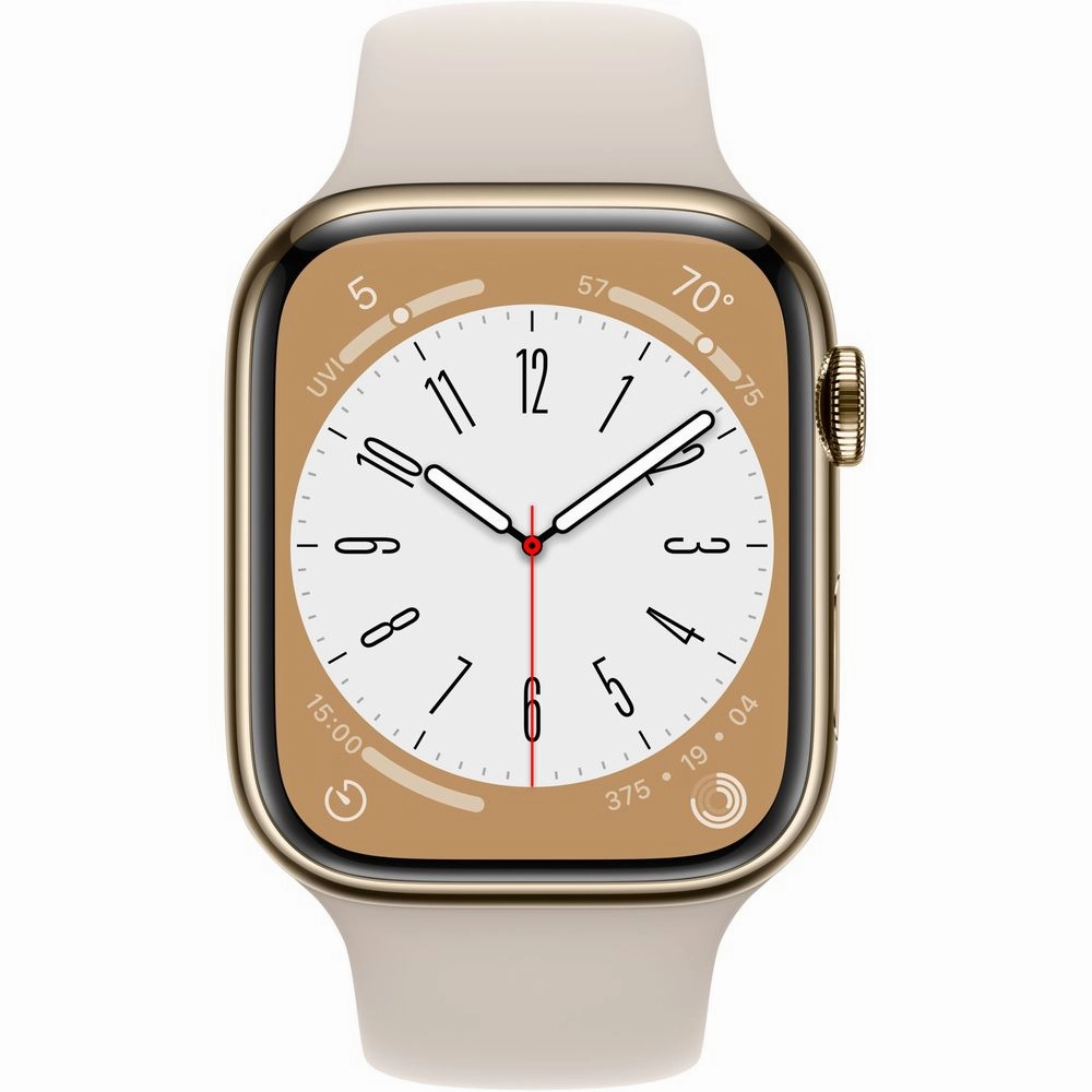 Apple Watch Gen 8 Series 8 Cell 45mm Gold Stainless Steel - Starlight Sport Band MNVX3LL/A