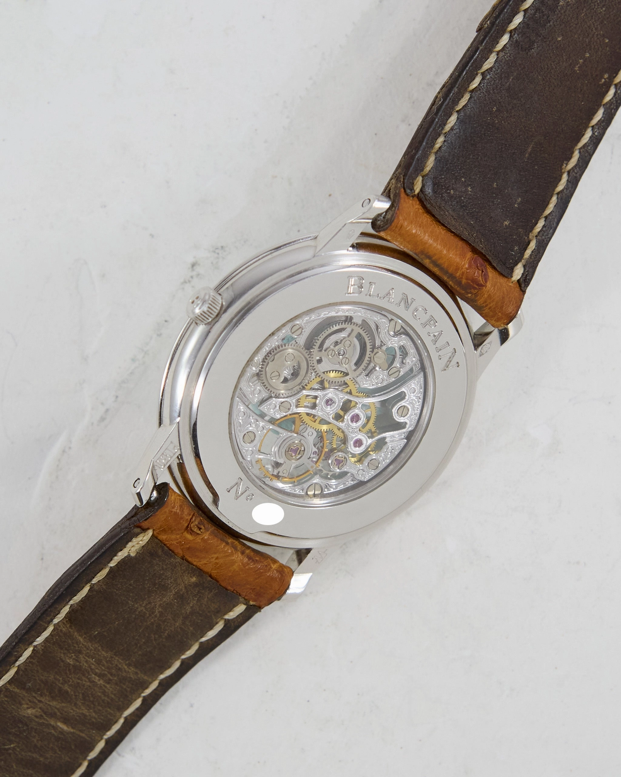 Blancpain Villeret in Platinum with Skeleton Dial on Strap and Buckle