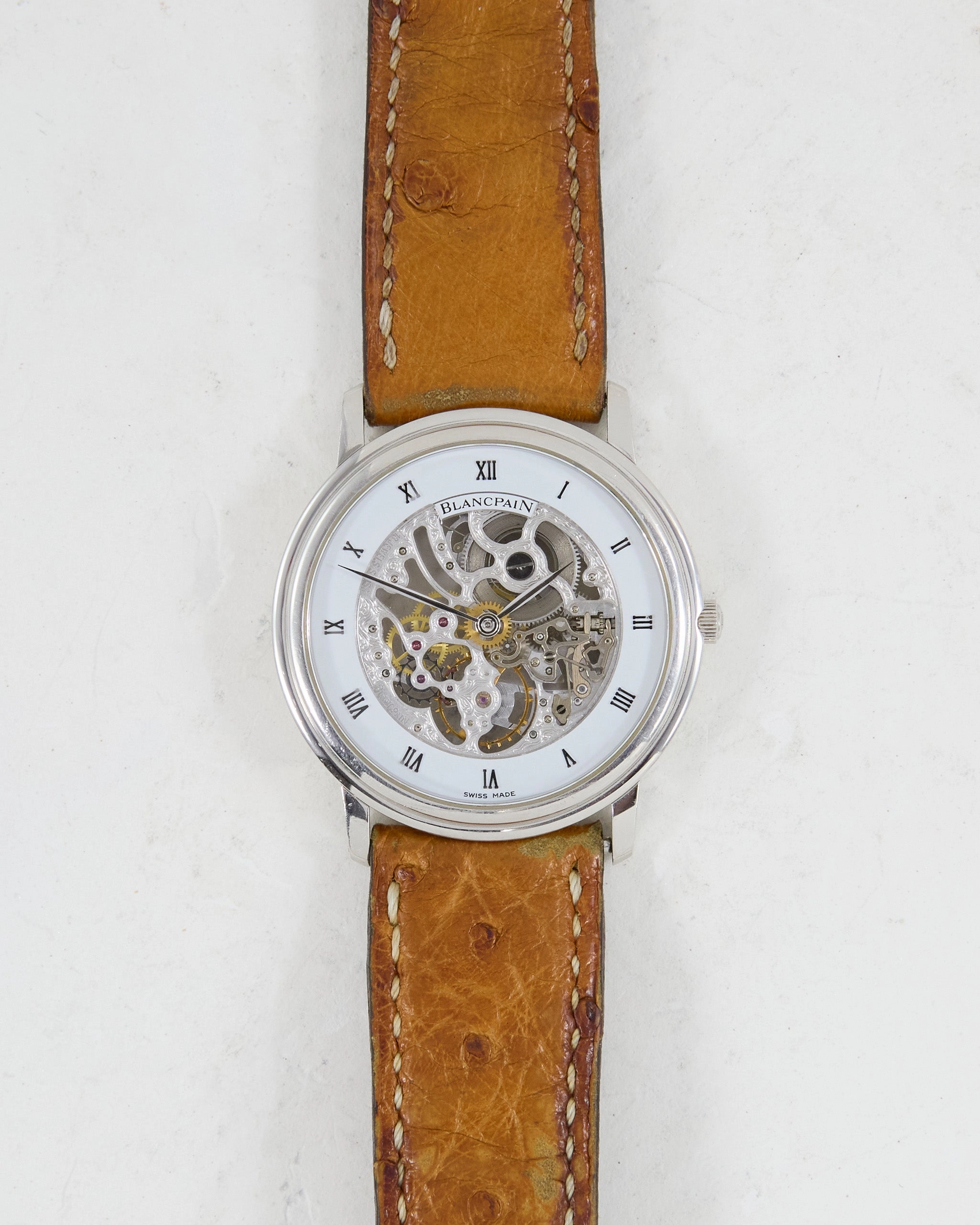 Blancpain Villeret in Platinum with Skeleton Dial on Strap and Buckle