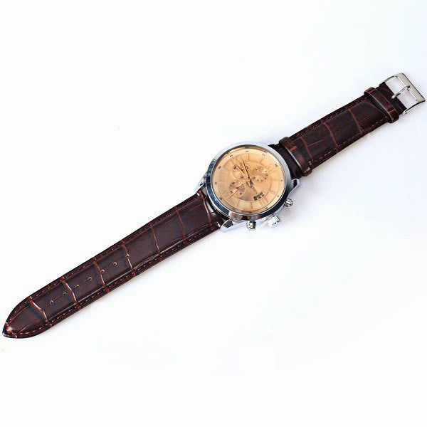 Curren Men's High Fashion Chronograph with Leather Band (Amber 4cm Dial) - CUR113