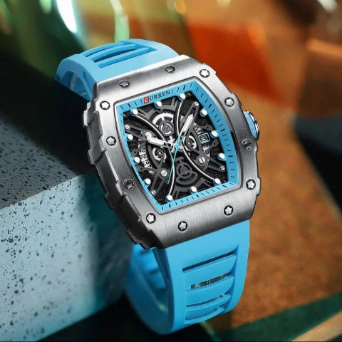 Curren New Square Waterproof Silicone Band Watch (Dial 4.4cm) - CUR230