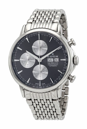 Edox Men's 01120-3M-GIN Les Bemonts Silver Stainless Steel Band Analog Watch Swiss Automatic Chronograph and Calendar