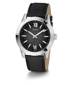 GUESS Mens Black Silver Analog Watch