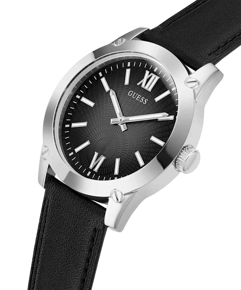 GUESS Mens Black Silver Analog Watch