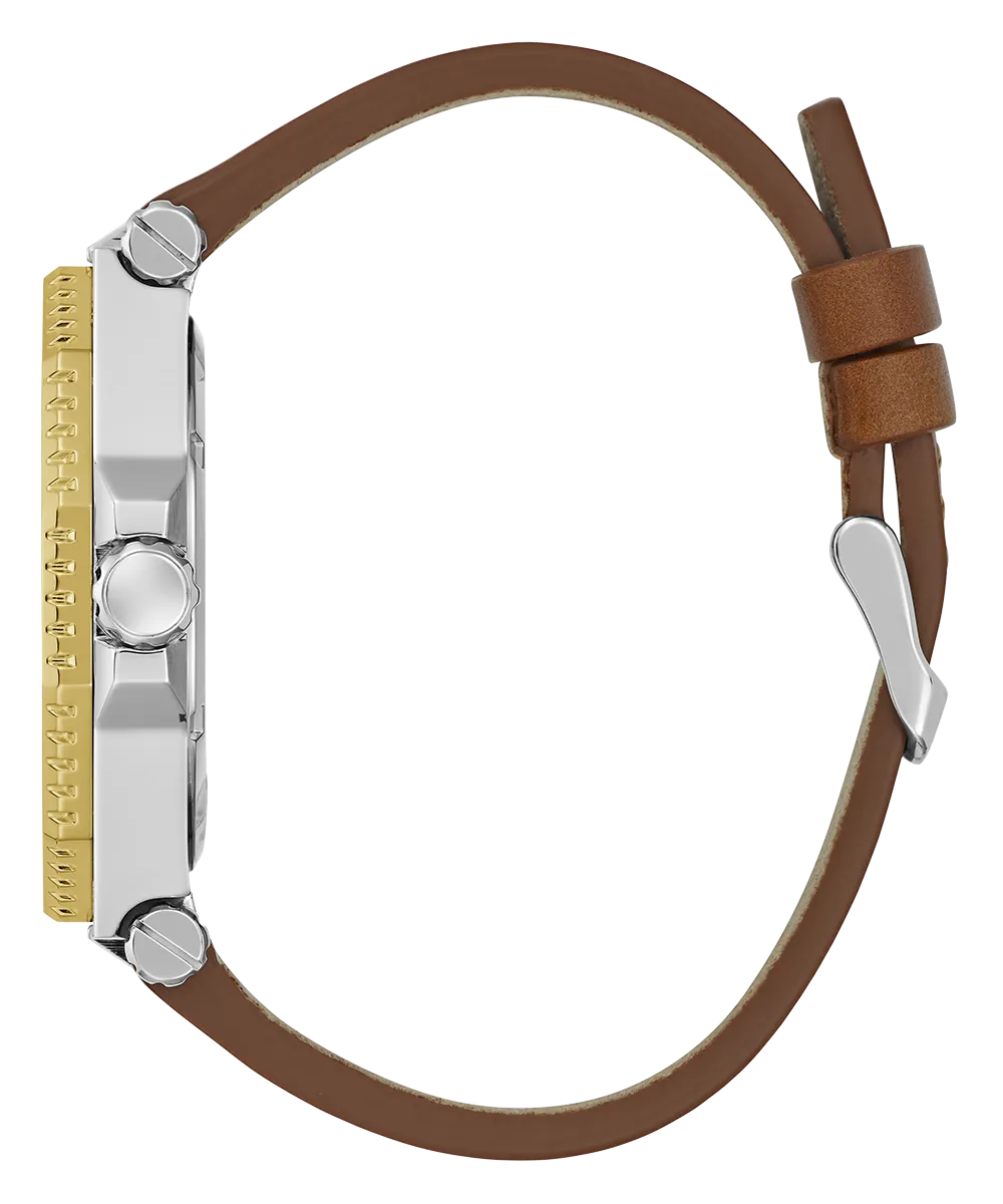 GUESS Mens Brown 2-Tone Multi-function Watch