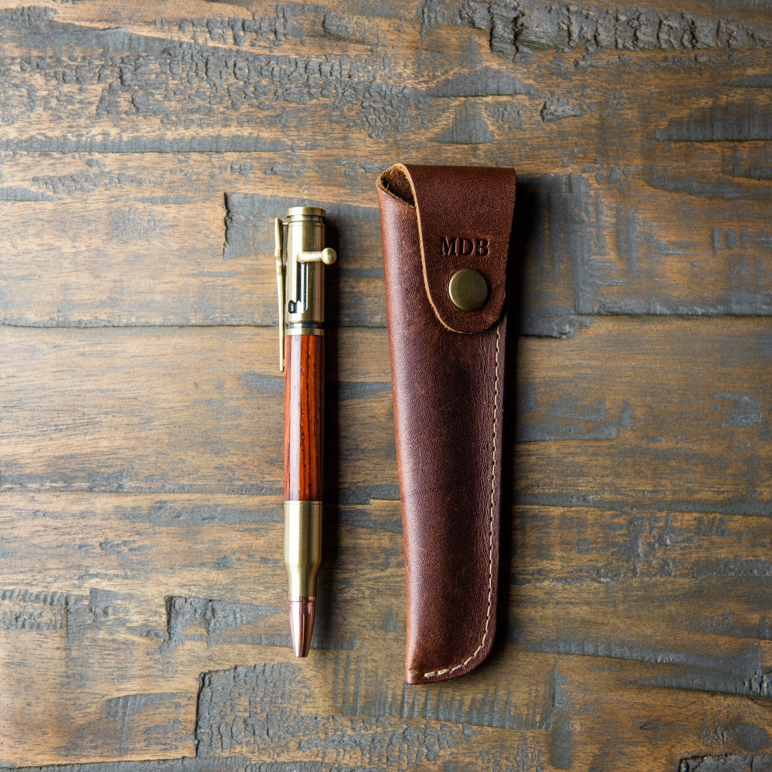 Hand-Turned Rose Wood .30 Caliber Bolt Action Pen   Pen Sleeve