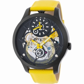 Invicta Men's Watch - Objet D Art Yellow, Silver, Black Dial Leather Strap | 44324