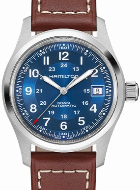Khaki Field Automatic 38 Blue - Leather Ref. H70455540