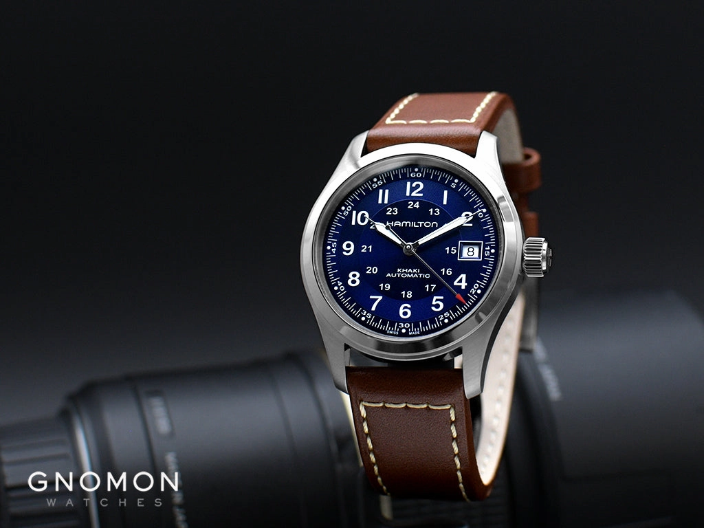 Khaki Field Automatic 38 Blue - Leather Ref. H70455540