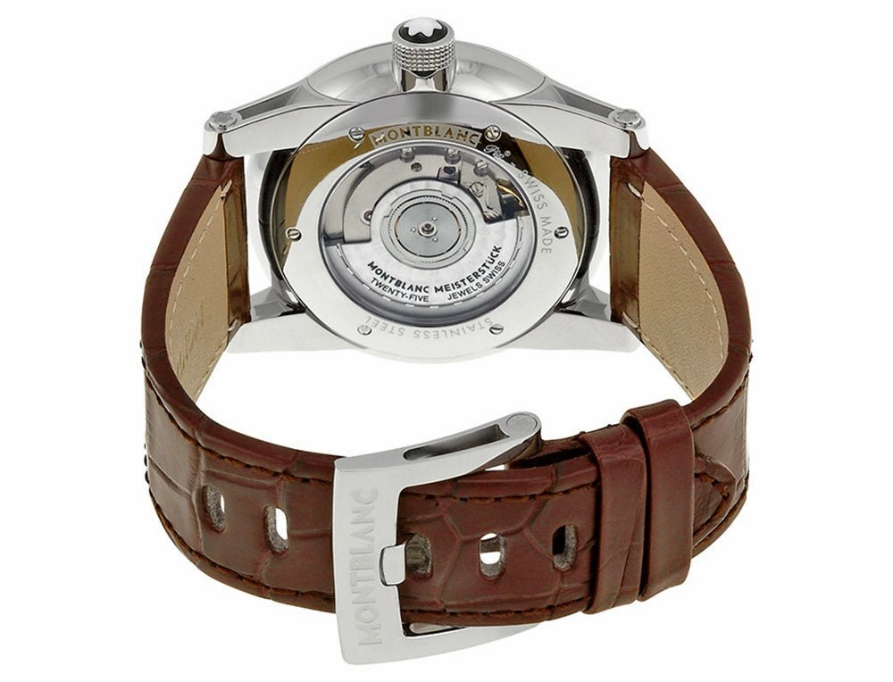 Montblanc Timewalker Silver Dial Date Brown Leather Strap Automatic Mens Watch 110338