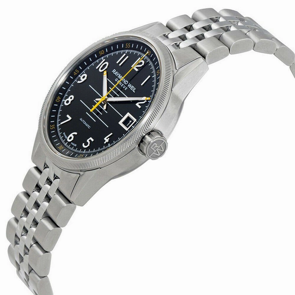 Raymond Weil Freelancer Stainless Steel Analog Automatic Mens Sports Watch Black Dial Calendar 2754-ST-05200