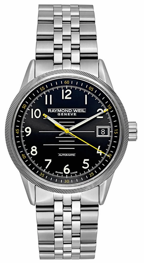 Raymond Weil Freelancer Stainless Steel Analog Automatic Mens Sports Watch Black Dial Calendar 2754-ST-05200