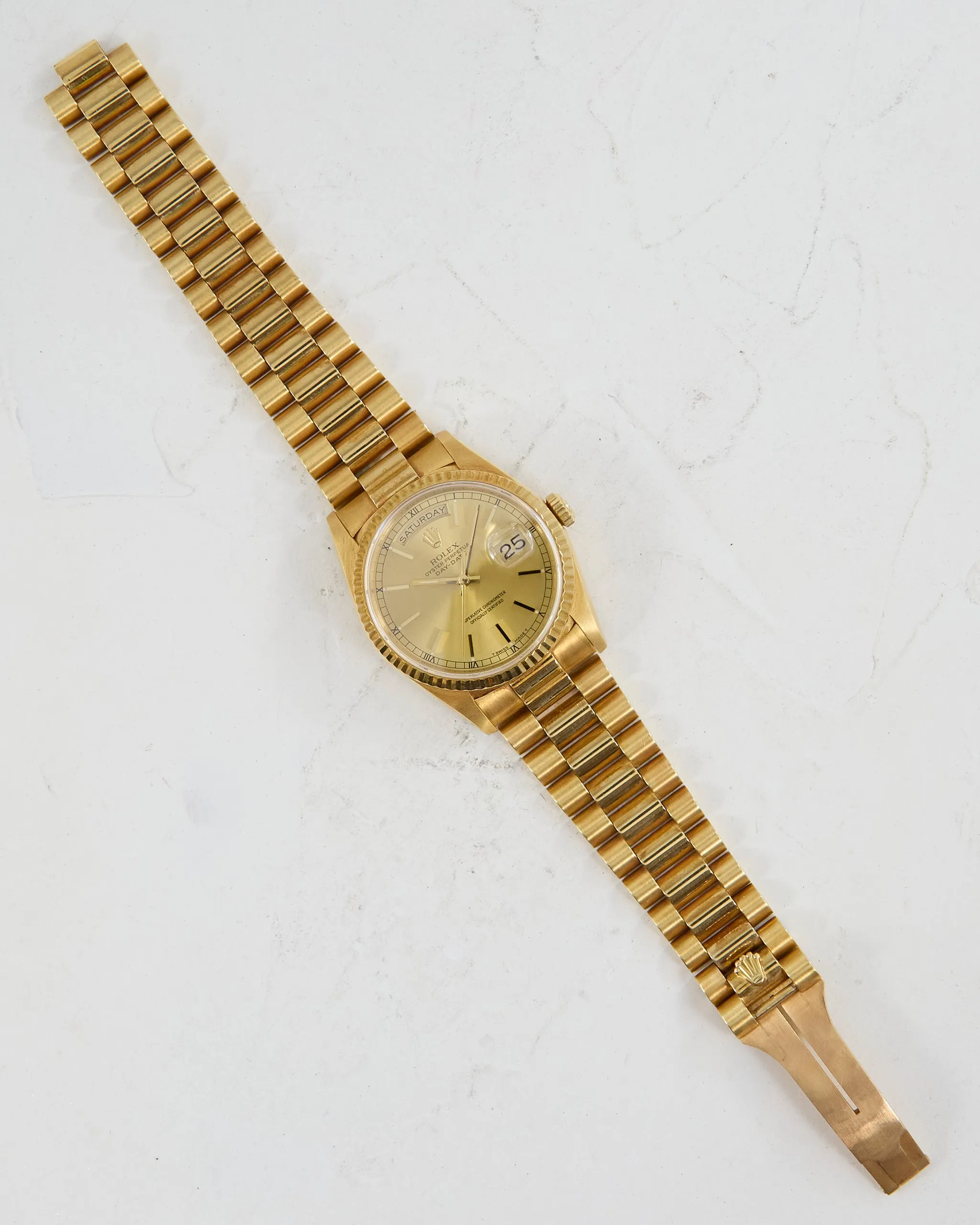Rolex Day-Date Champagne Dial Unpolished with Service Papers