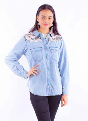Scully HC915 Ladies Western Blouse with Running Horse Scene