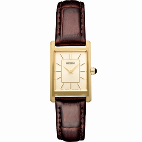 Seiko Essentials Rectangular Gold-Tone Quartz Watch