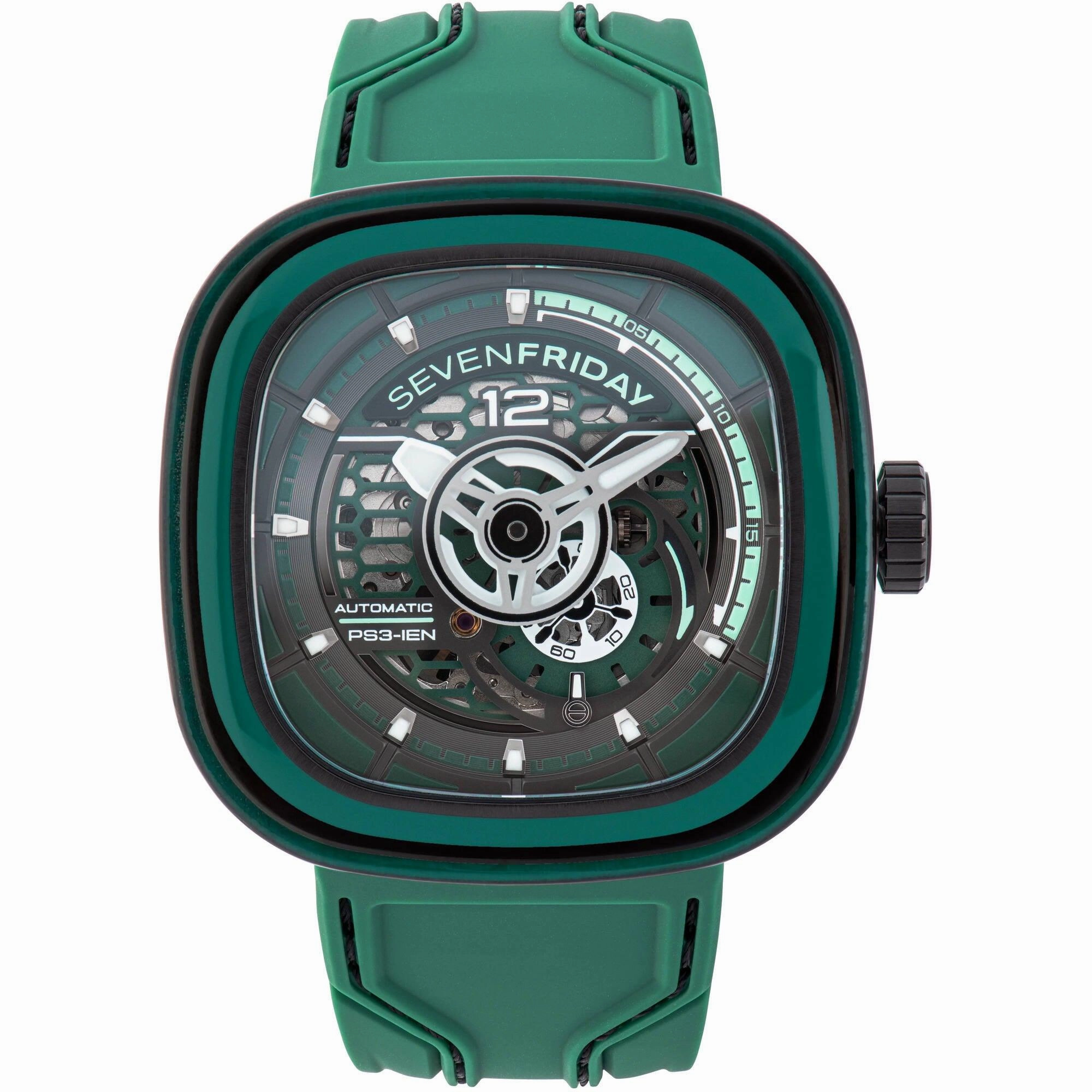 SevenFriday Men's Watch - PS Series CCG Automatic Green Silicone Rubber Strap | PS3-05