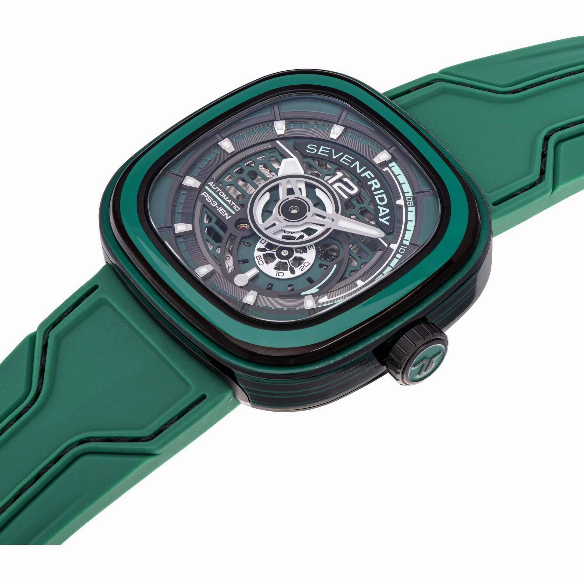 SevenFriday Men's Watch - PS Series CCG Automatic Green Silicone Rubber Strap | PS3-05