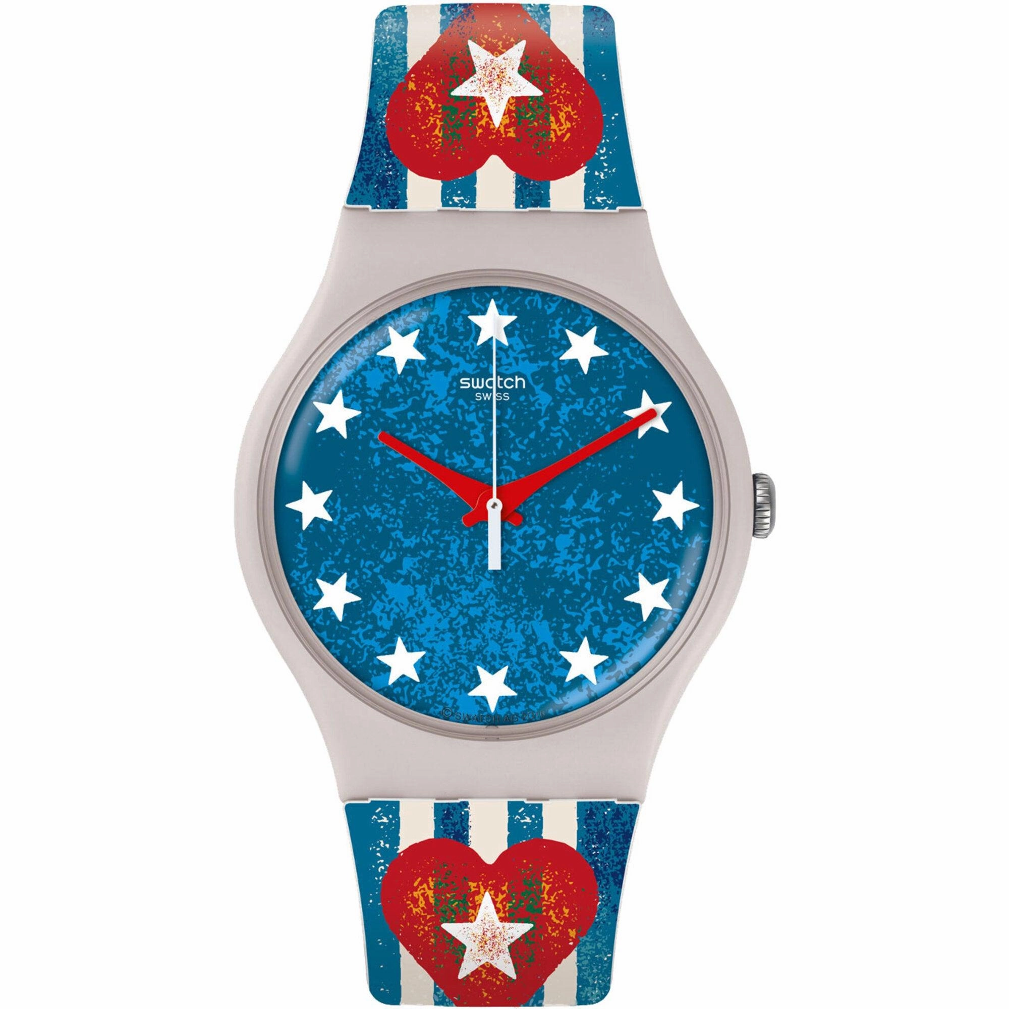 Swatch Unisex Watch - Anavah Swiss Quartz Blue Dial Silicone Rubber Strap | SUOT101