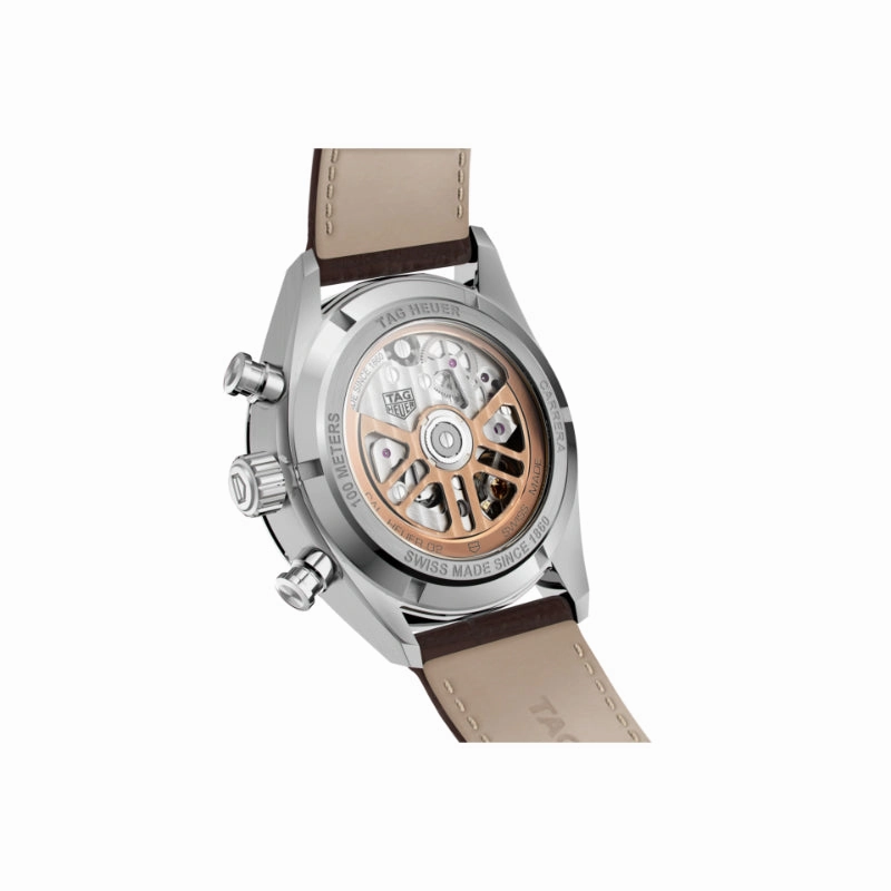 Tag Heuer Carrera 42mm Automatic Chronograph w/Fly Back - Grey/Brown Leather