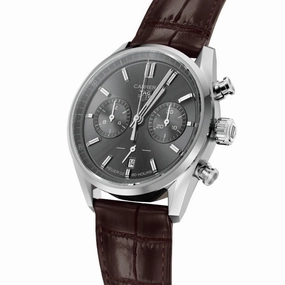 Tag Heuer Carrera 42mm Automatic Chronograph w/Fly Back - Grey/Brown Leather