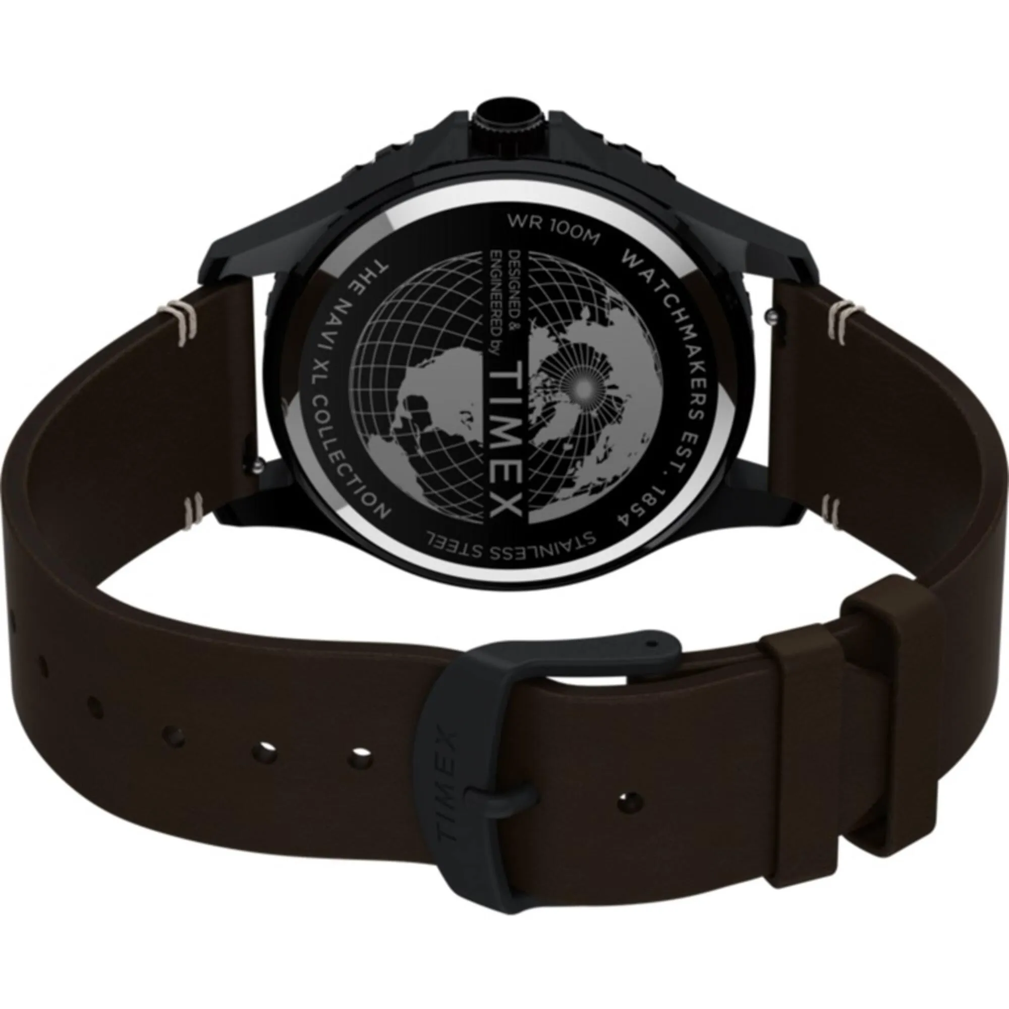 Timex Men's Watch - Navi XL Rotating Bezel Black Dial Leather Strap | TW2V45400VQ