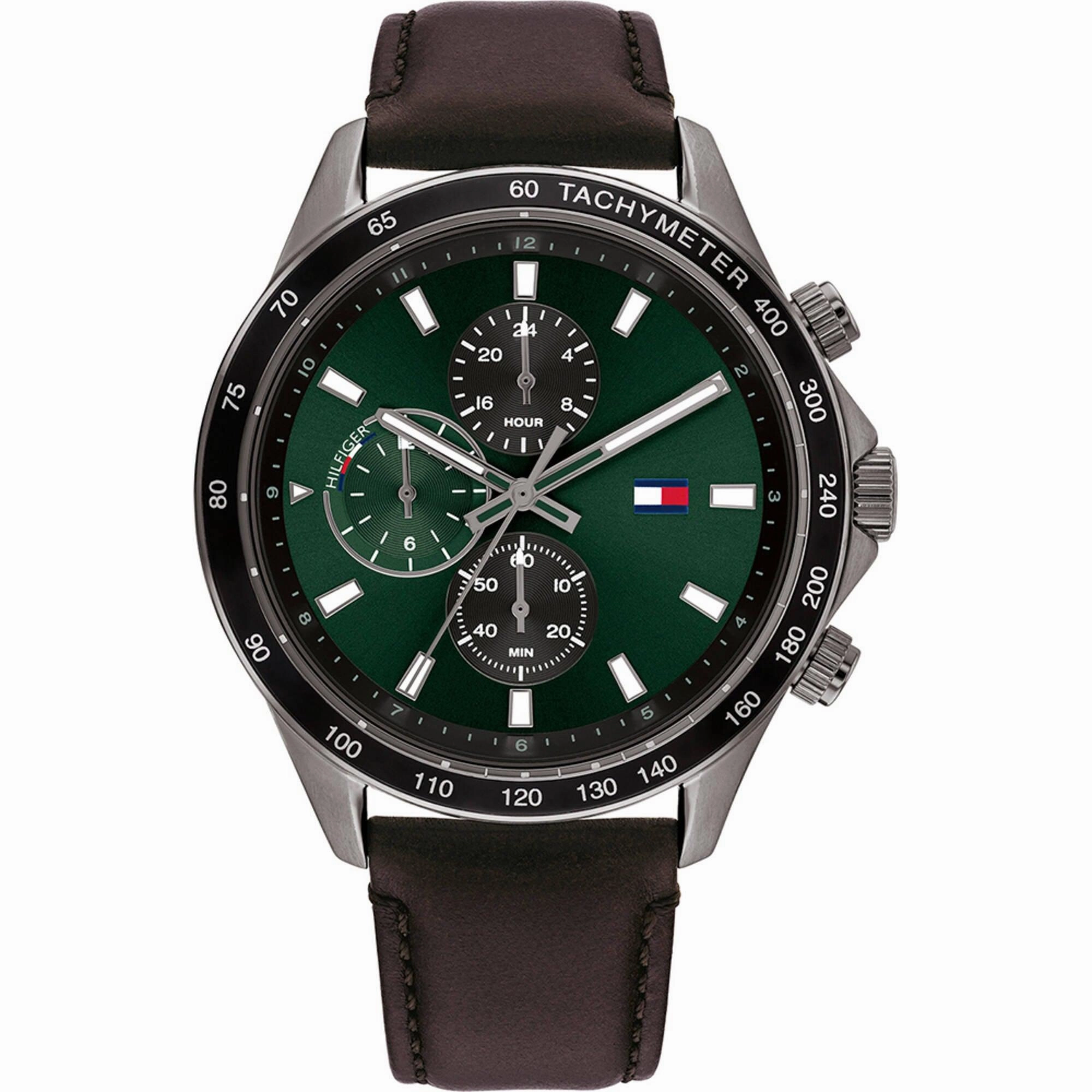 Tommy Hilfiger Men's Watch - Miles Dual Time Green and Black Dial Strap | 1792017