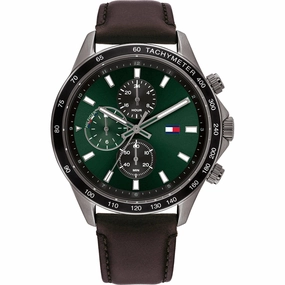 Tommy Hilfiger Men's Watch - Miles Dual Time Green and Black Dial Strap | 1792017