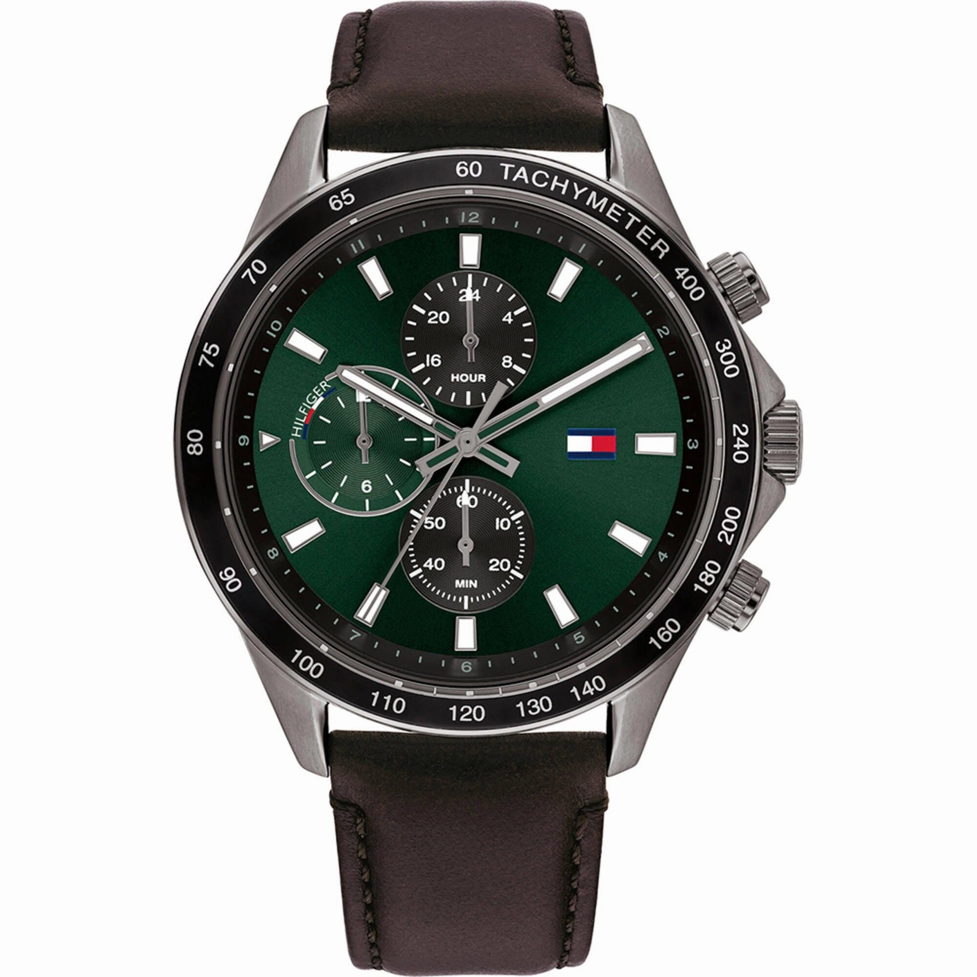 Tommy Hilfiger Men's Watch - Miles Dual Time Green and Black Dial Strap | 1792017