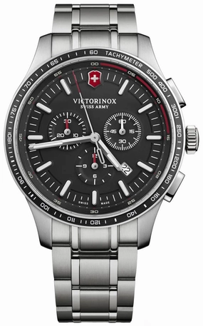 Victorinox Swiss Army Alliance Sport Chronograph Stainless Steel Black Dial Date Mens Watch 241816